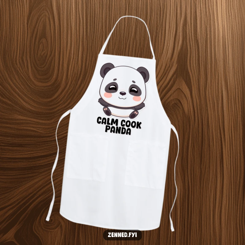 Funny kitchen apron with a playful panda taking deep, calming breaths, perfect for relaxed cooking.