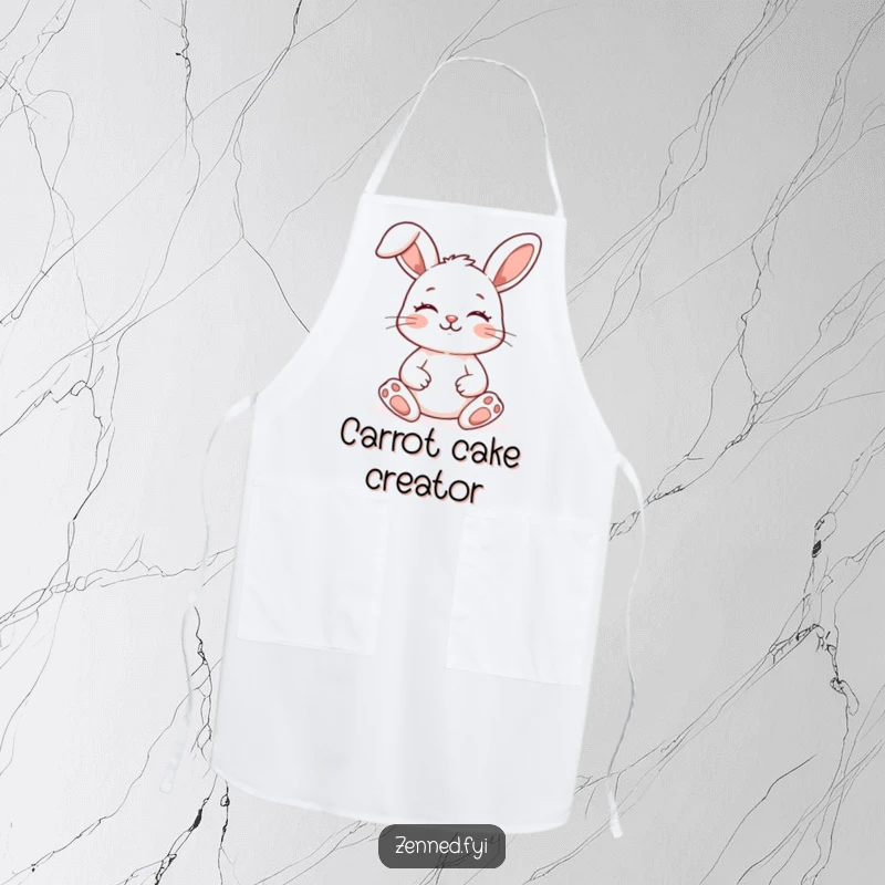 Funny Zen Bunny Apron featuring a meditating rabbit, a humorous and practical kitchen accessory for peaceful cooking.
