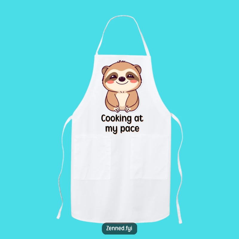 Funny Calm Sloth Apron - Smiling Chef, Kitchen Relaxation, Perfect Gift