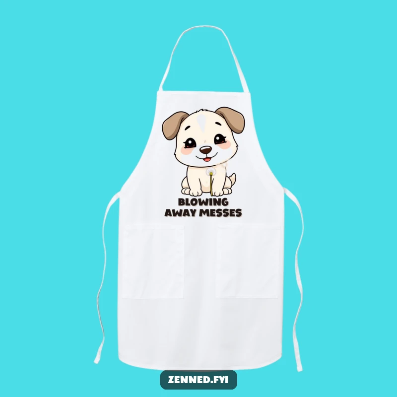 Funny Dog Dandelion Wish Apron - Whimsical Kitchen Style for a Hilarious Funny Gift