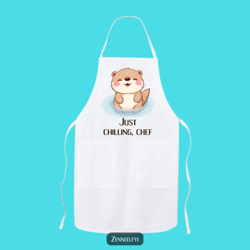 Funny Kawaii Otter Apron: Cute Floating Chef, Perfect Kitchen Funny Gift