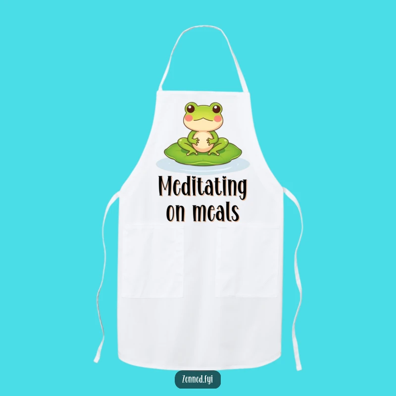 Funny Frog Meditation Apron: Zen Chef Amphibian Kitchen Gift