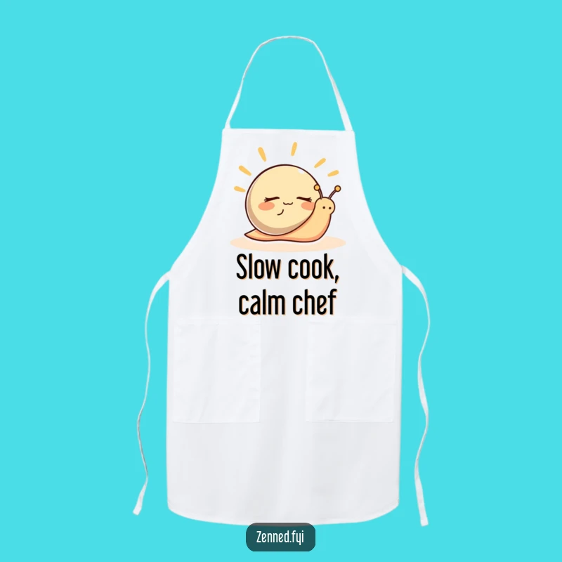 Funny Snail Calm Apron: Peaceful Slow-Paced Zen Kitchen Gift