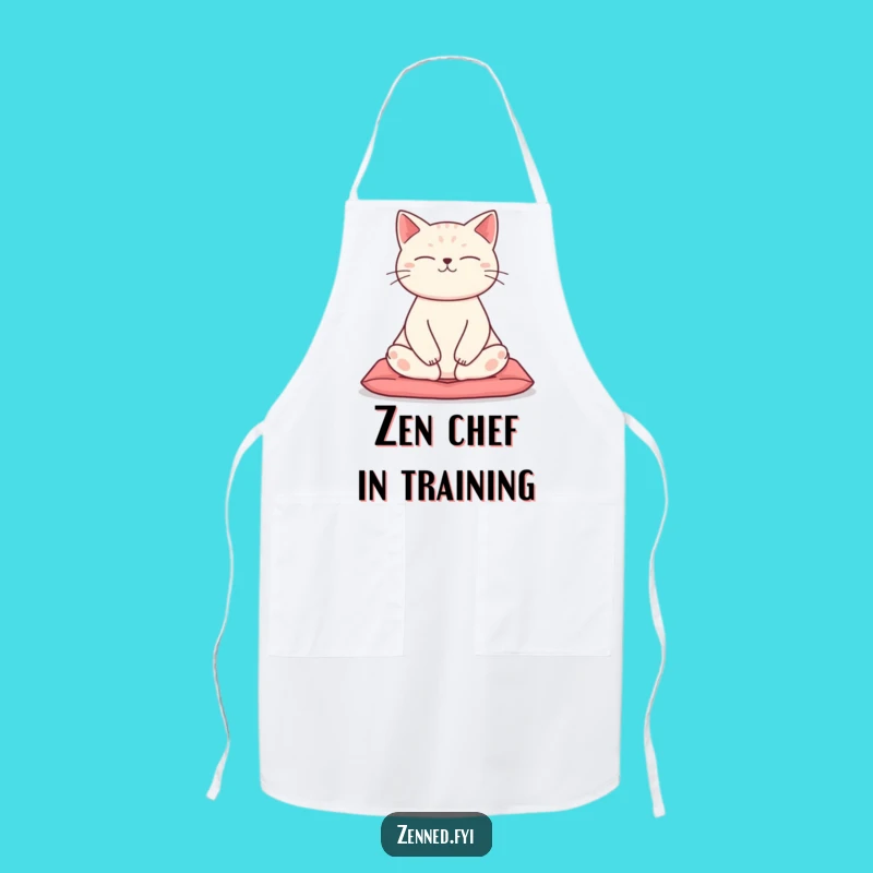 Funny Zen Cat Apron: Yoga Kitchen Accessory, Hilarious Cooking Gift for Cat Lovers