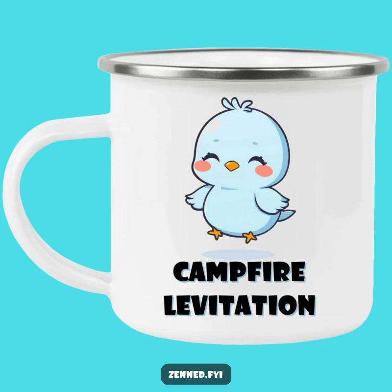 Funny Blue Bird Camping Mug, Floating Zen Drinkware, Adventure Hilarious Gift