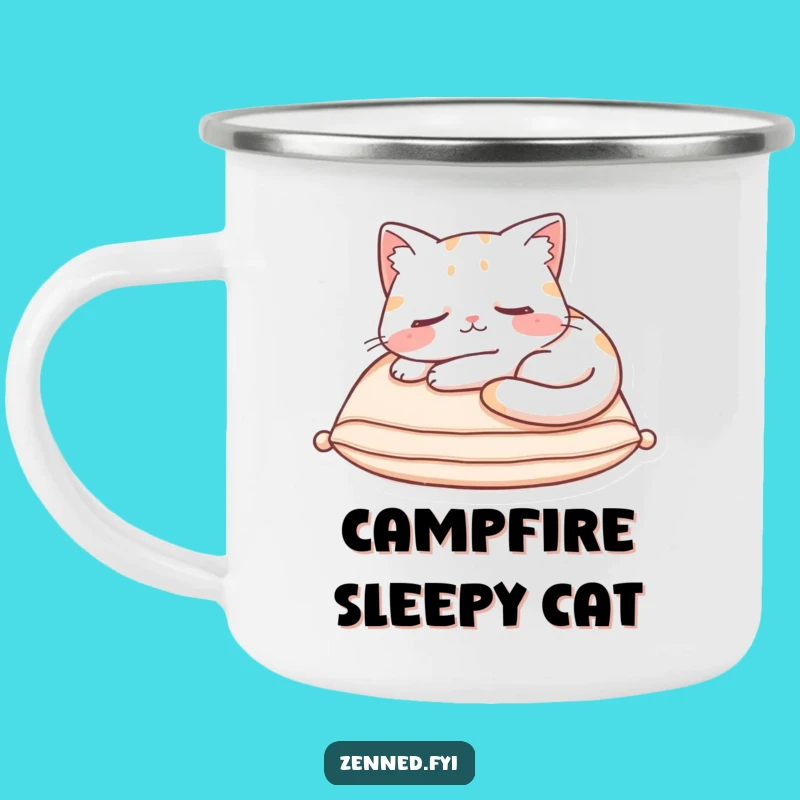 Funny Cat Nap Camping Mug: Cozy Content Sleeping Feline Drinkware Gift