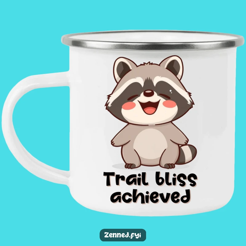 Funny Raccoon Zen Camping Mug: Contented Critter Metal Mug, Perfect Funny Gift
