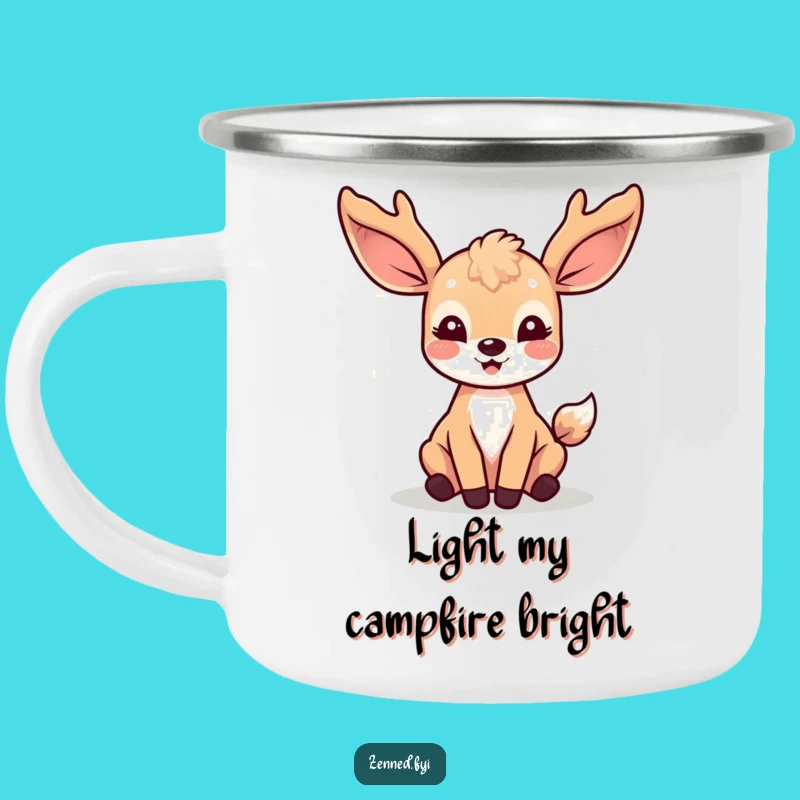 Funny Kawaii Deer Camping Mug - Sip Joyfully Under Soft Light