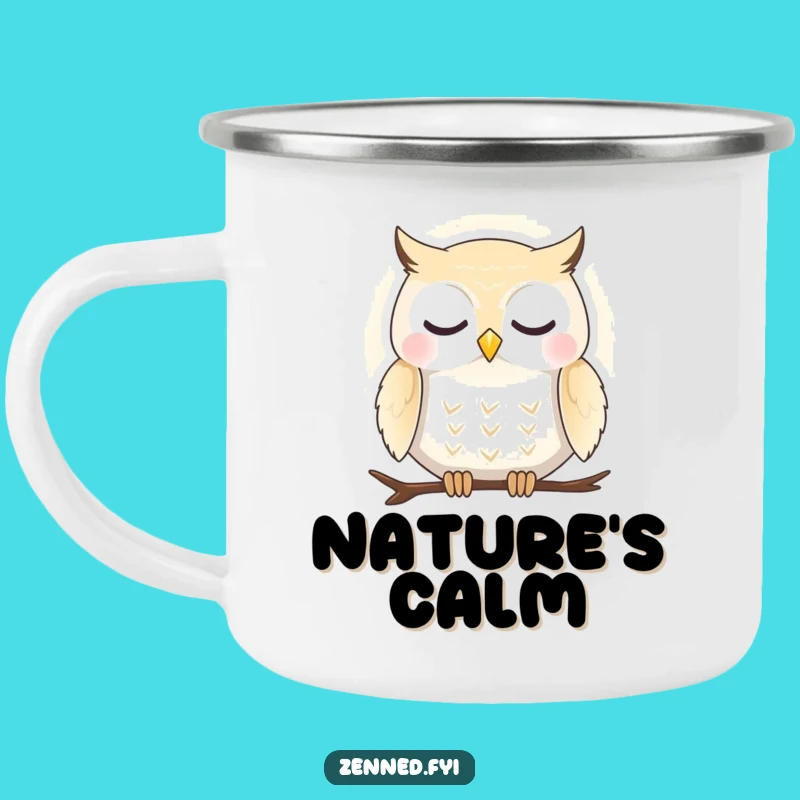 Funny Peaceful Owl Aura Camping Mug: Serene Adventures, Adorable Funny Gift