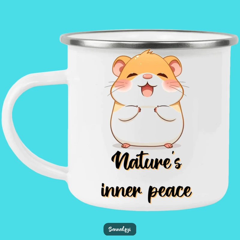 Funny Hamster Zen Camping Mug: Giggling Rodent Metal Mug, Perfect Funny Gift