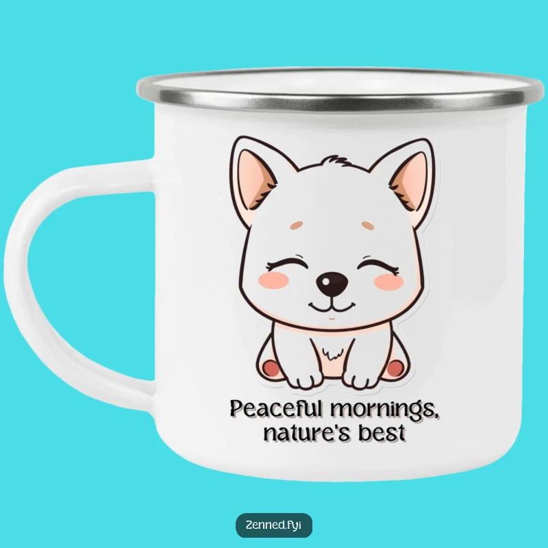 Funny Kawaii Dog Camping Mug - Serene Character, Outdoor Adventure Gift