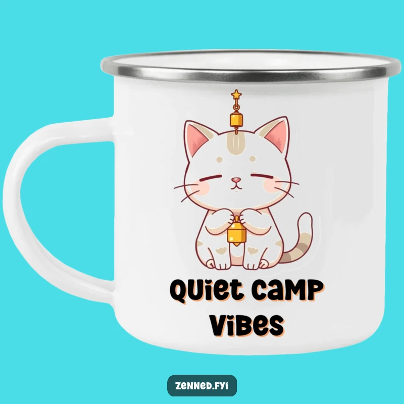Funny Cat Bell Camping Mug: Stillness and Humor for Outdoor Calm