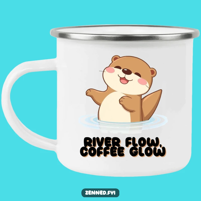 Funny Otter Camping Mug: Durable Floating Otter Enamel Mug, Perfect Outdoor Gift