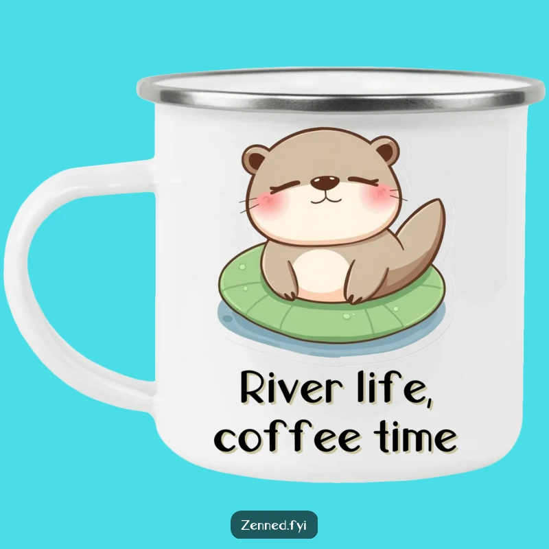 Funny Otter Lily Pad Camping Mug: Sip Serenity by the Water