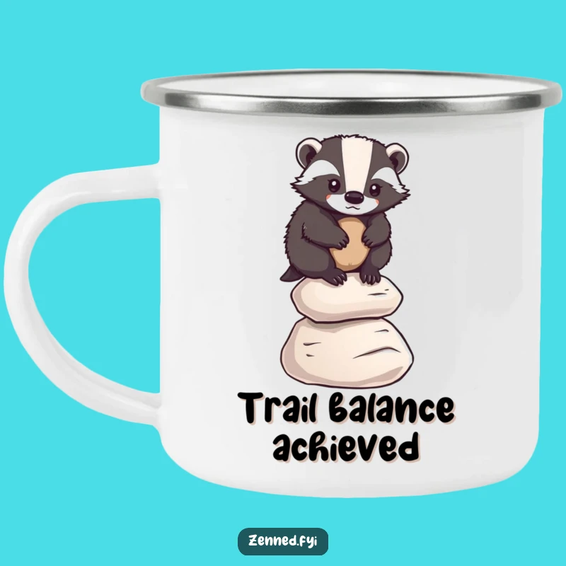 Funny Badger Camping Mug: Determined Balancer, Durable & Humorous Outdoor Gift