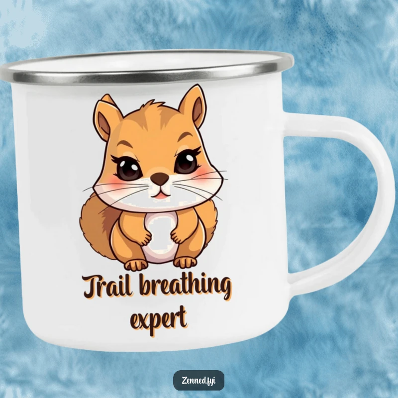 Funny Squirrel Camping Mug: Sturdy mug with a meditating character, perfect for serene sips in the great outdoors.