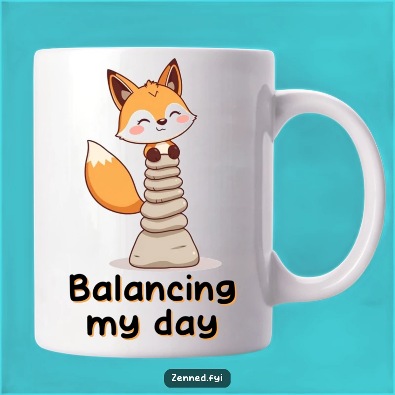 Funny Fox Cairn Balance Mug - Zen Patience Humor, Perfect Mindful Gift