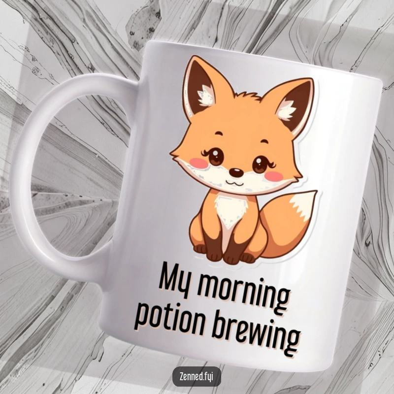 Funny mug featuring a curious fox with a gentle, focused gaze, embodying quiet contemplation and a hint of mischief.
