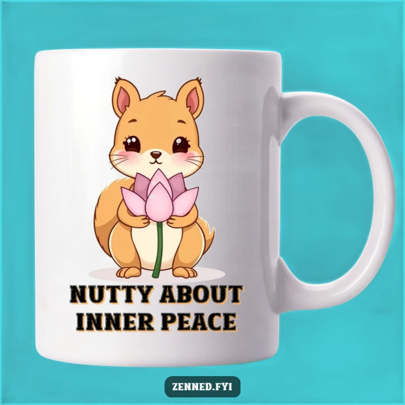 Funny Kawaii Squirrel Lotus Flower Mug - Zen Humor Gift for Nature Lovers