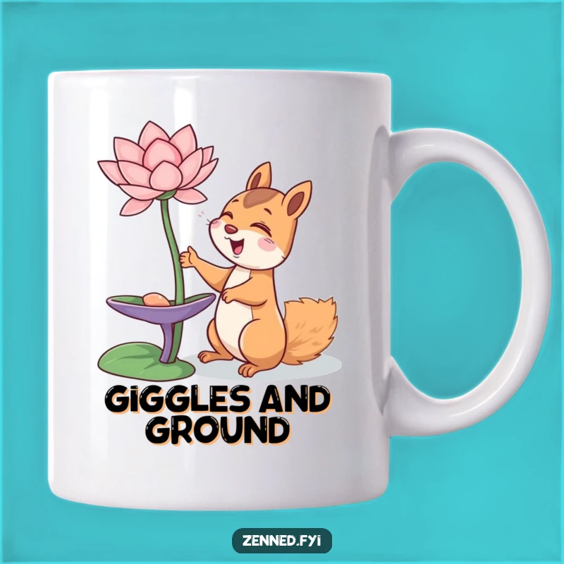 Funny Squirrel Giggles Mug: Zen Lotus Seeker, Joyful Animal Gift