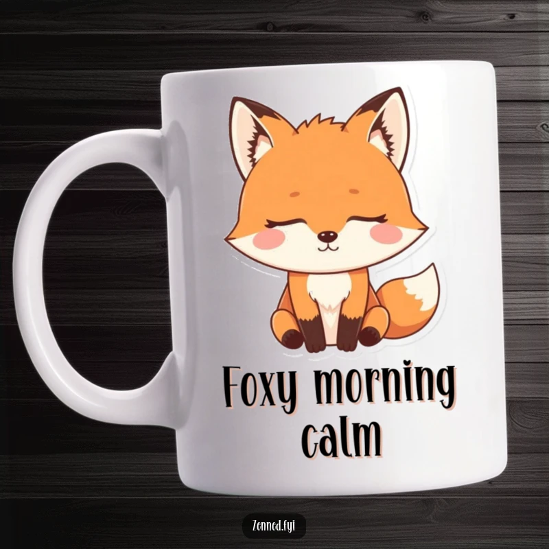 Funny Zen Fox Mug featuring a determined fox meditating with eyes closed, radiating calm focus and sly humor.