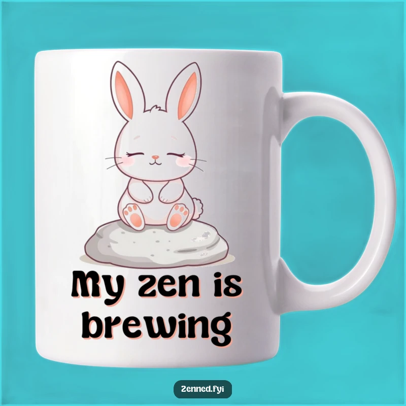 Funny Rabbit Zen Master Mug, Serene Stone Sitting, Perfect Peaceful Gift