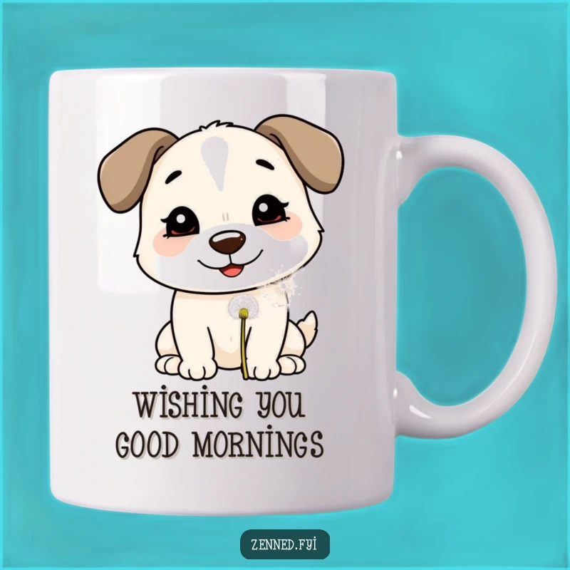 Funny Dog Dandelion Wish Mug - Joyful Pup Moment for a Hilarious Funny Gift