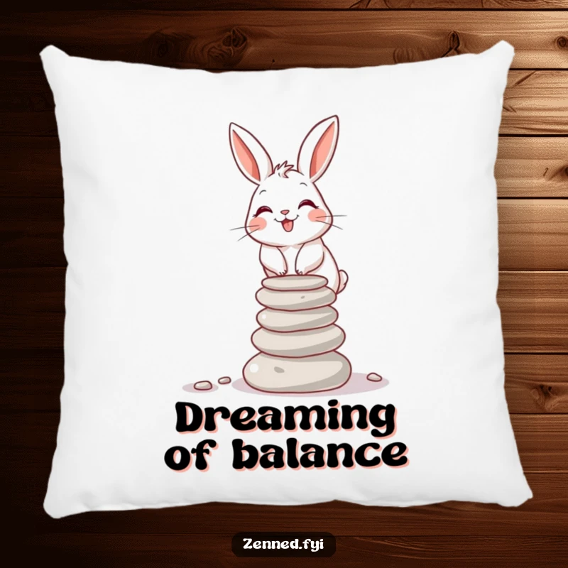 Soft funny rabbit pillow balancing stones, a comfortable and funny decorative funny gift.