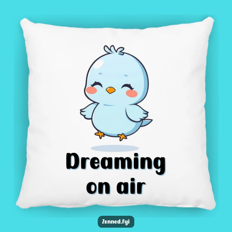 Funny Blue Bird Pillow, Floating Zen Cushion, Comfy Cozy Humorous Gift