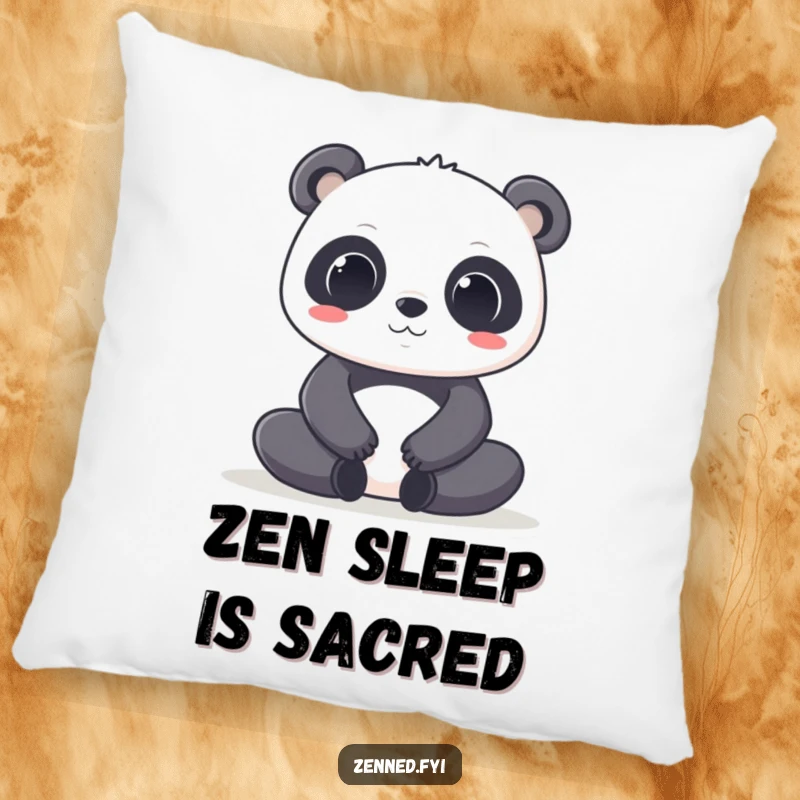 Funny Kawaii Panda Pillow: A soft pillow featuring a focused panda in a deep lotus pose, designed for comfort and serene relaxation.