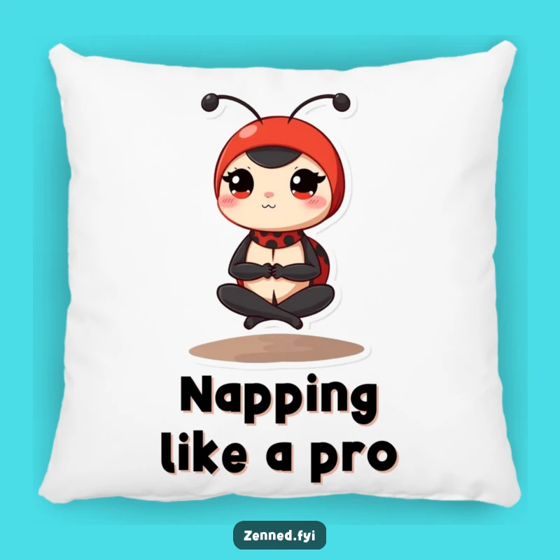 Funny Ladybug Pillow: Cozy Zen Cushion with Peaceful Yoga Pose - Comfort Gift