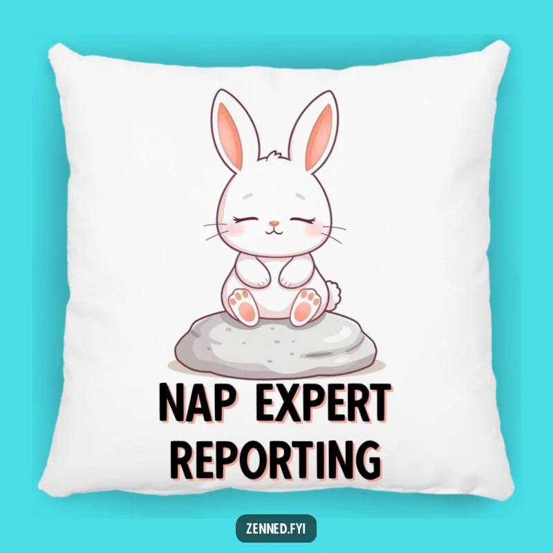 Funny Rabbit Pillow, Peaceful Stone Dweller, Comfy Cozy Humorous Gift