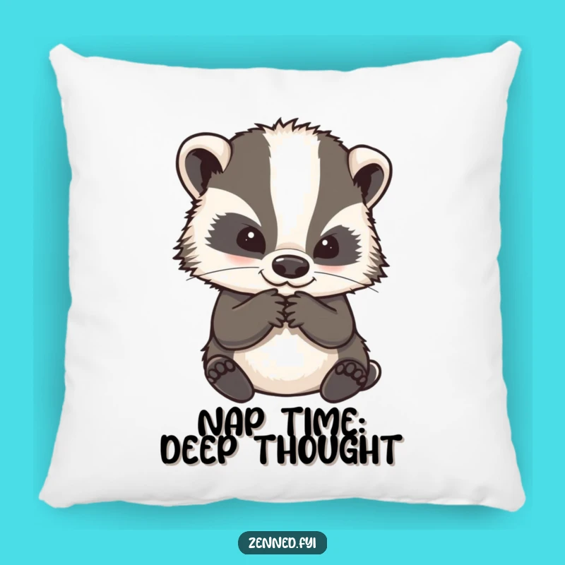 Funny Wise Badger Pillow: Comfy Contemplation for Your Couch and Funny Gifts