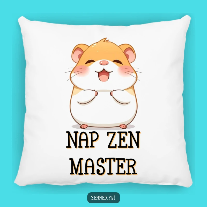 Funny Hamster Zen Pillow: Cozy Giggling Rodent Meditation Decor, Perfect Funny Gift