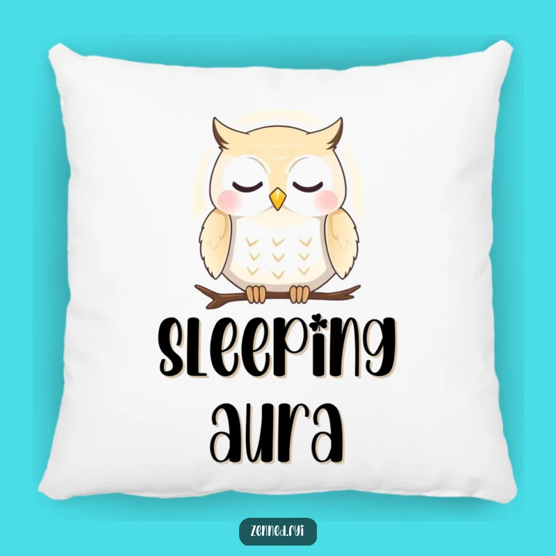 Funny Peaceful Owl Aura Pillow: Cozy Sanctuary, Adorable Funny Gift