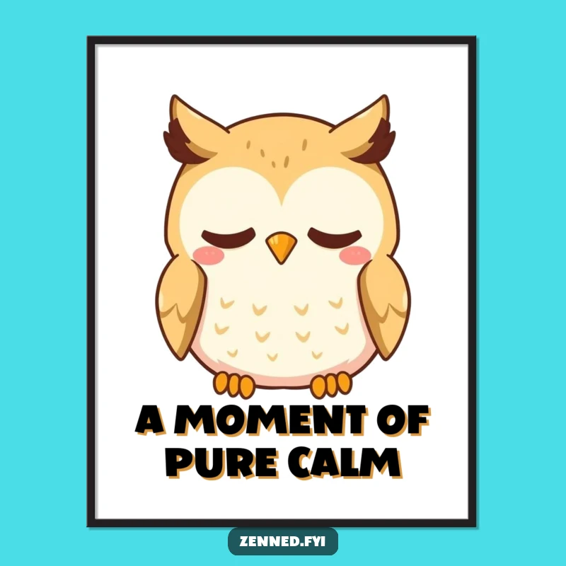 Funny Kawaii Owl Digital Art - Instant Calm Download for Serene Decor