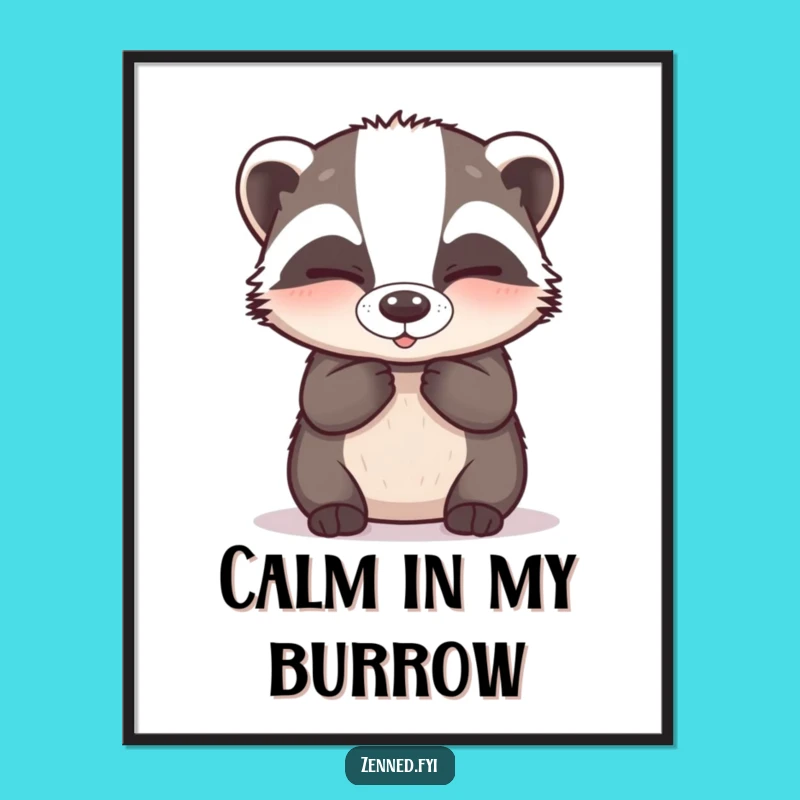 Funny Badger Zen Digital Print - Instant Hilarious Calm Art Download