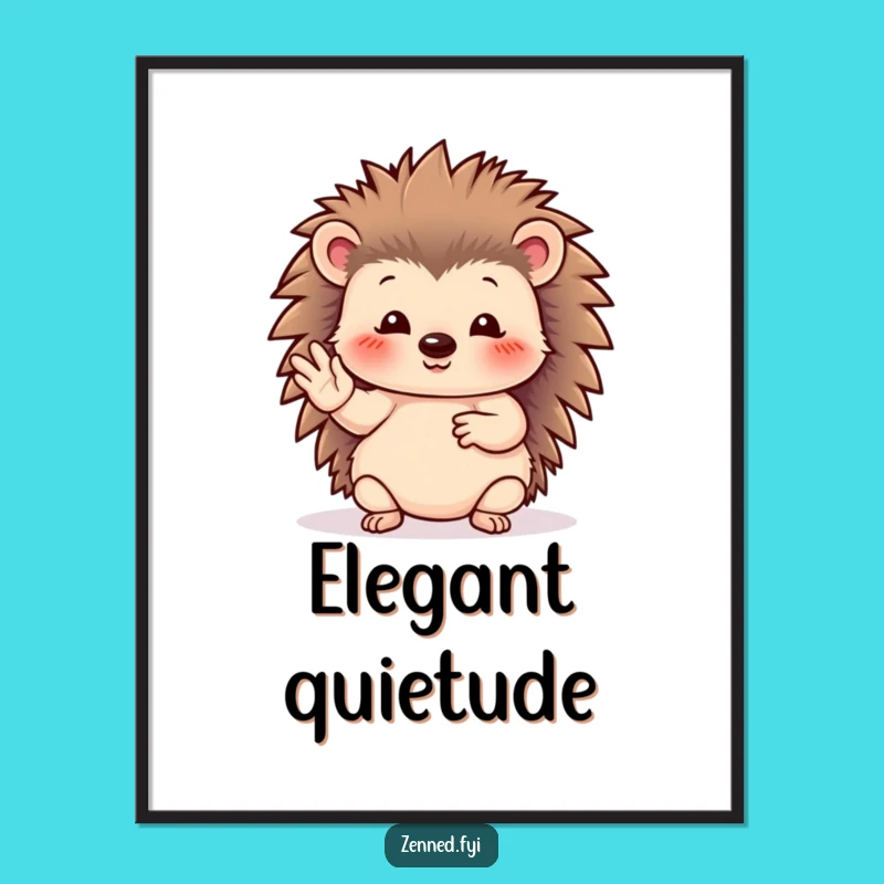 Funny Hedgehog Digital Art - Serene Hand Gesture Print Gift