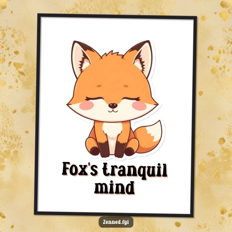 Funny Zen Fox Digital Art Print of a peacefully meditating fox, ready for instant download with clever humor.