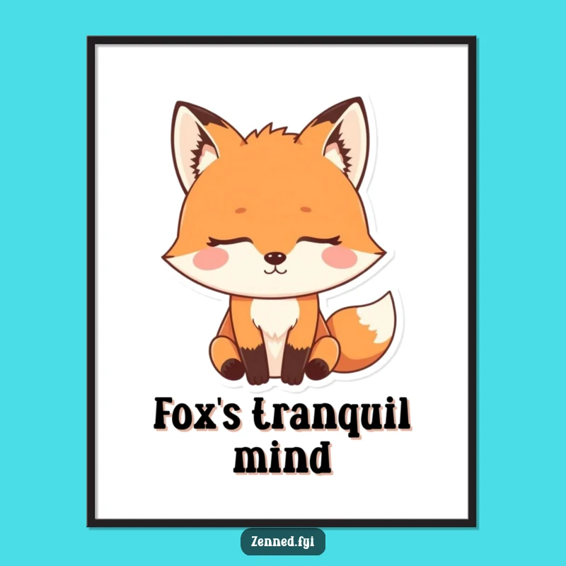 Funny Zen Fox Digital Art: Instant Focused Poster, Hilarious Printable Gift