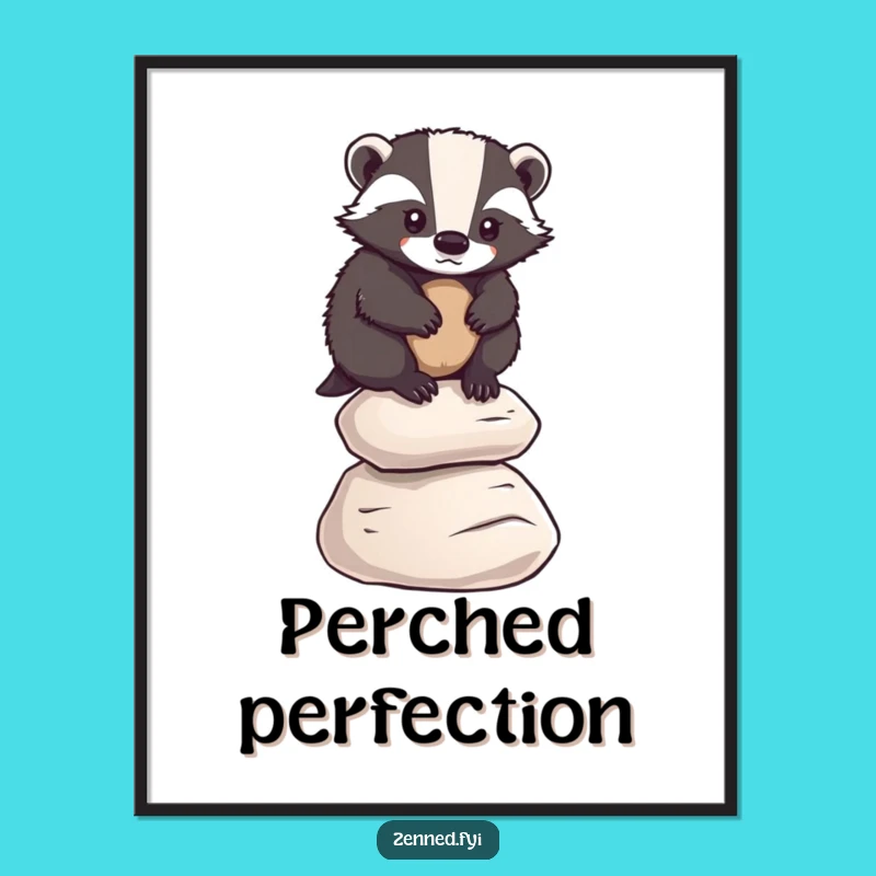 Funny Badger Digital Art: Determined Balancer Scene, Humorous Decor, Gift Download
