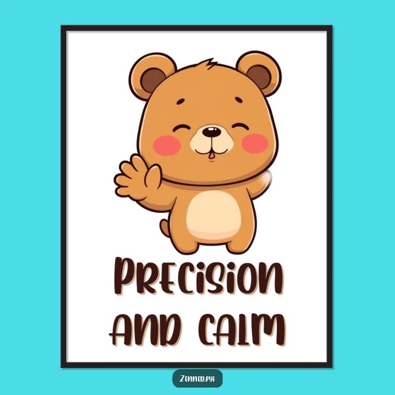 Funny Bear Digital Art, Focused Meditation, Instant Humorous Decor Gift
