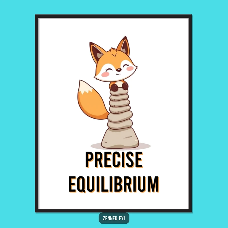 Funny Fox Balance Art Print - Instant Download, Zen Decor, Perfect Gift