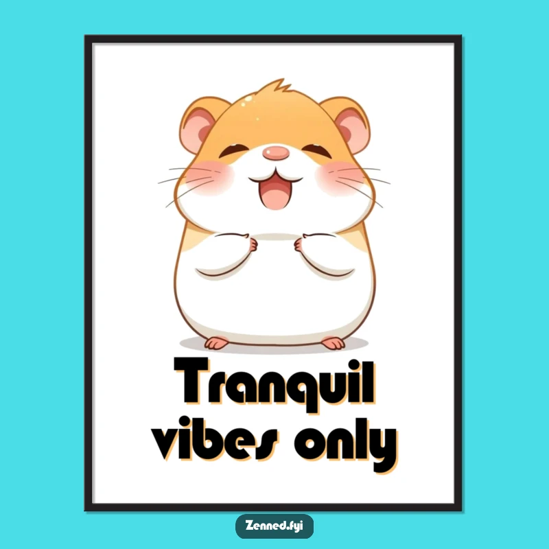 Funny Hamster Zen Digital Print: Giggling Rodent Meditation Decor, Perfect Funny Gift