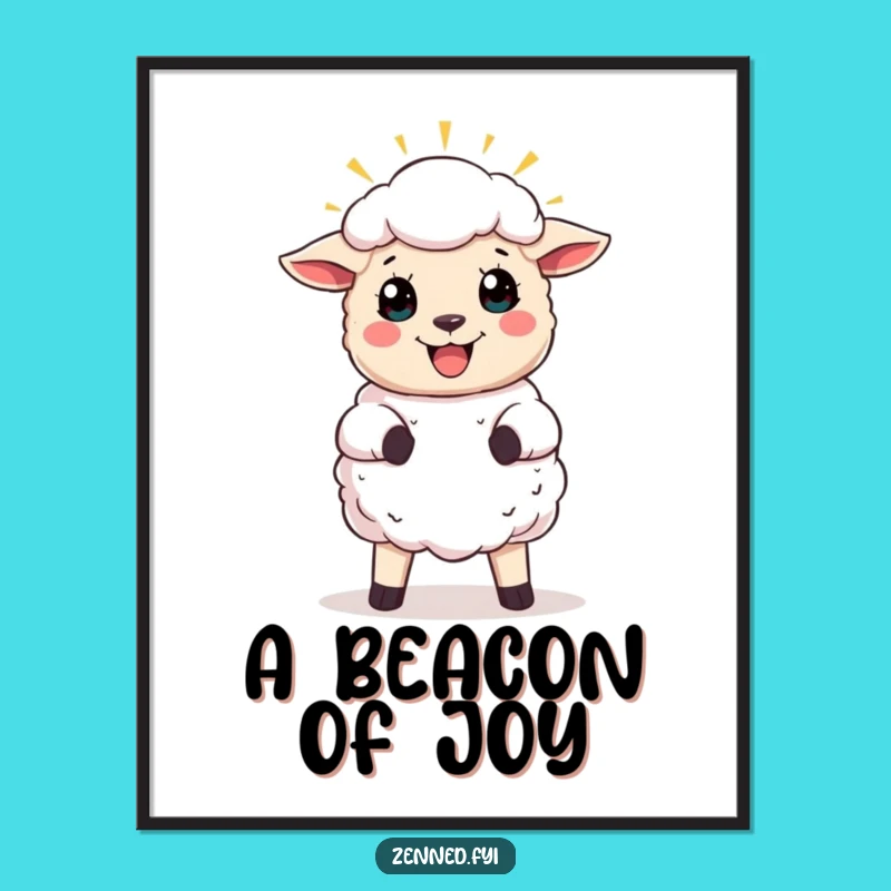 Funny Joyful Sheep Digital Art - Halo of Light, Instant Download, Gift