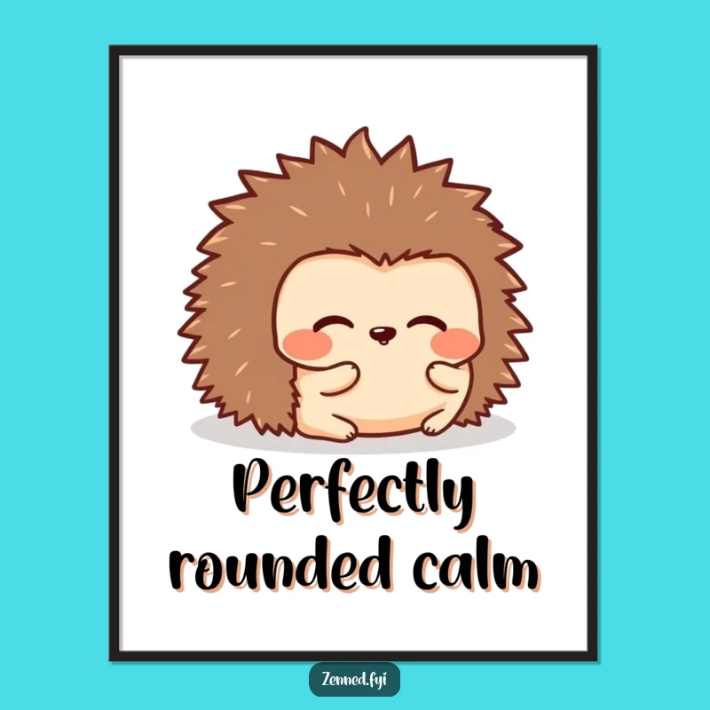 Funny Kawaii Hedgehog Rolling Digital Art Print - Instant Cozy Humor for Your Space