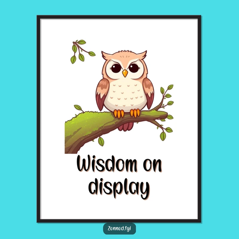 Funny Peaceful Owl Digital Art: Serene Nature Humor Print