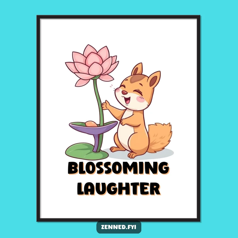 Funny Squirrel Digital Art: Giggling Zen Seeker, Humorous Decor, Gift Download