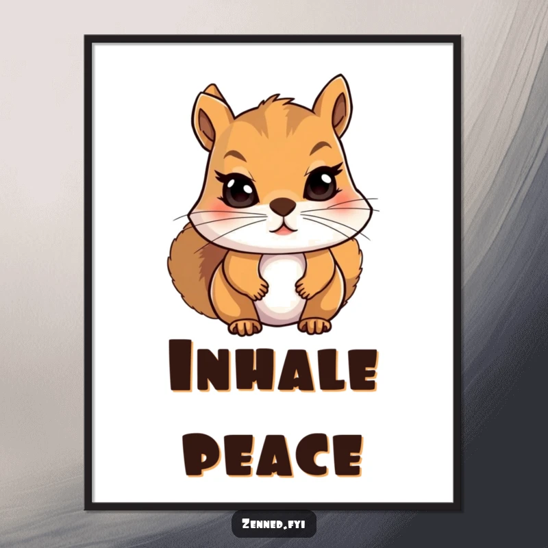 Funny Squirrel Digital Art: High-resolution image of a character in deep, slow breathing, perfect for calm, humorous decor.