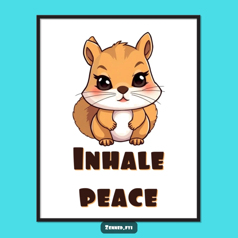 Funny Squirrel Digital Art: Humorous Wall Decor Gift for Inner Peace